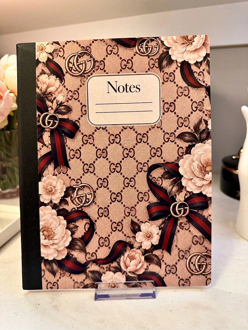 Gucci Large GG Notebook with Flora Print Pink & Brown